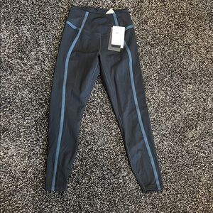 Nike Black Leggings with Blue Stripes